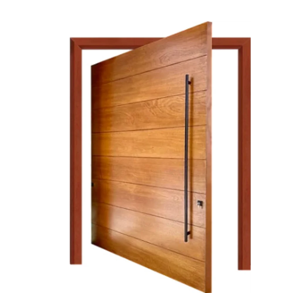 Porta pivotante de madeira para entrada residencial